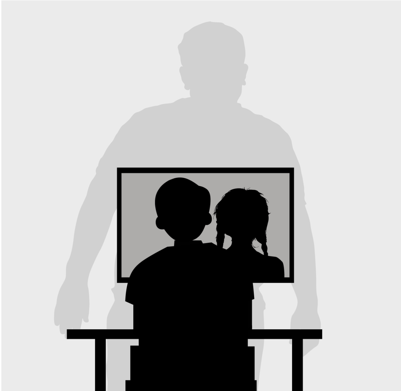 Barn bag computerskærm - silhuet